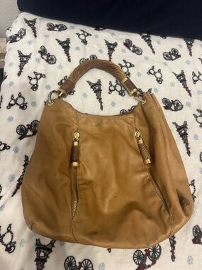 Michael Kors Braided Grommet Large Satchel Shoulder Tote Leather Handbag Fair